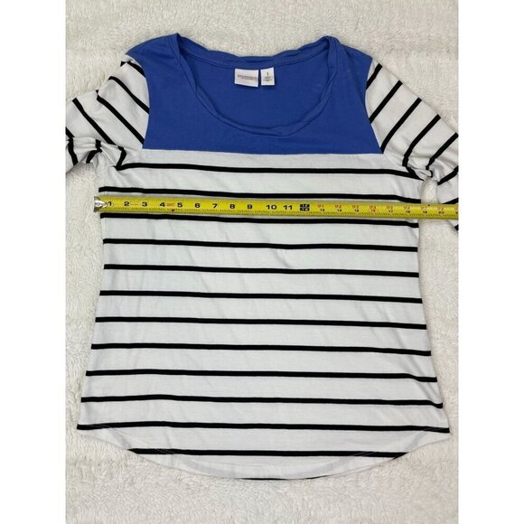 Weekends by Chicos Womens Shirt 1 Small 3/4 Sleeve Striped T-Shirt - Picture 7 of 7